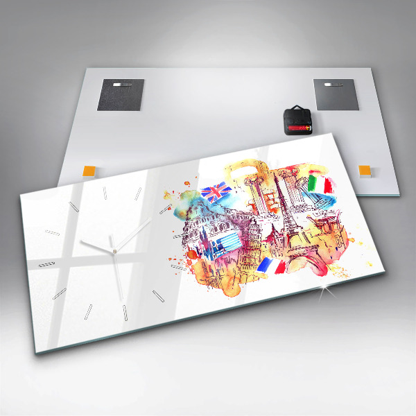 Horizontal wall clock Attractive countries in the world