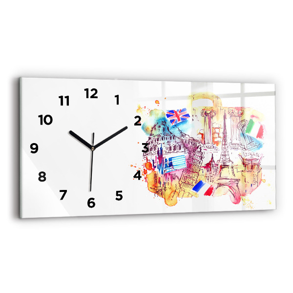 Horizontal wall clock Attractive countries in the world