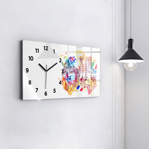 Horizontal wall clock Attractive countries in the world
