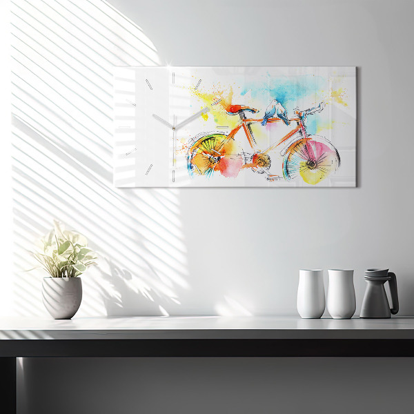 Horizontal wall clock Painted bike