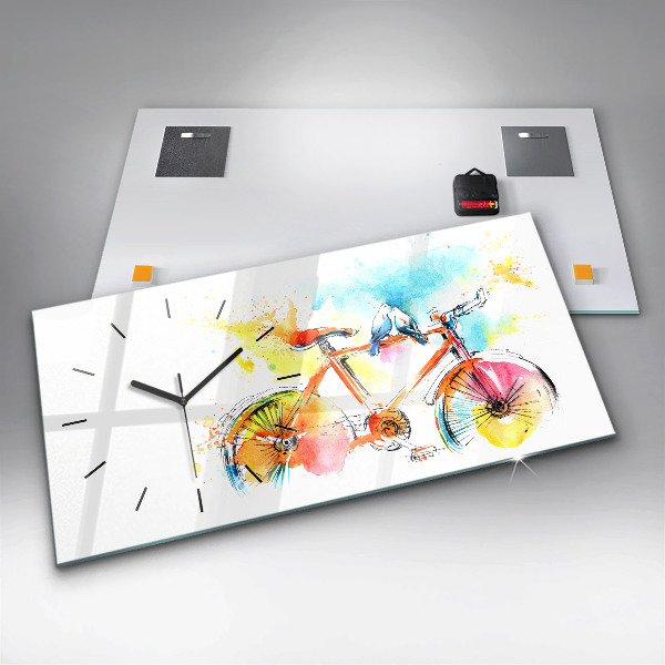 Horizontal wall clock Painted bike