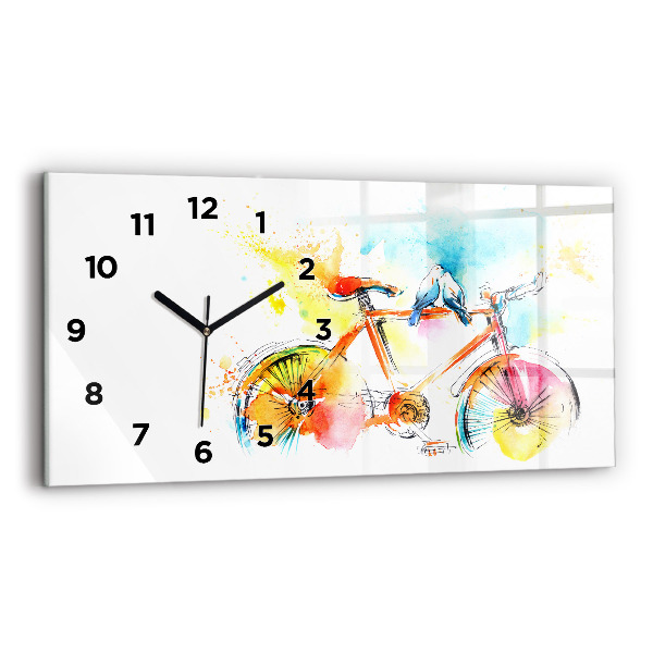 Horizontal wall clock Painted bike