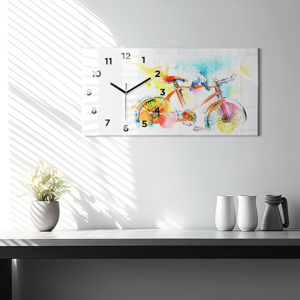 Horizontal wall clock Painted bike