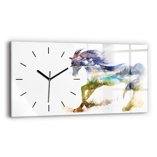Horizontal wall clock Painted Mountains and Horse