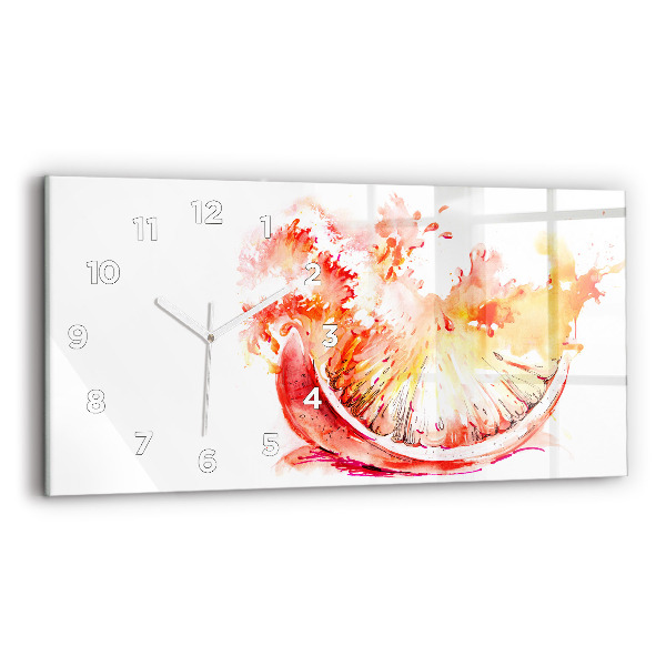Horizontal wall clock Painted orange