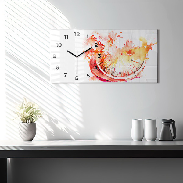 Horizontal wall clock Painted orange