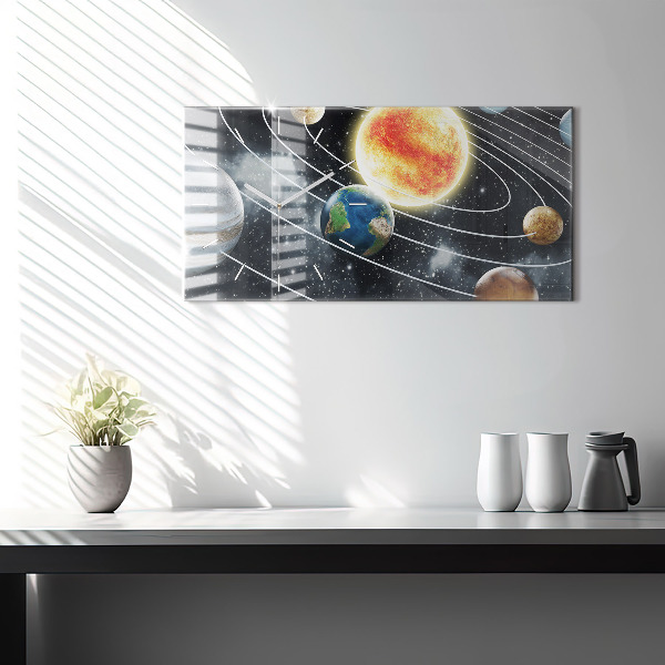 Horizontal wall clock The solar system