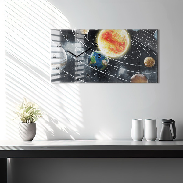 Horizontal wall clock The solar system