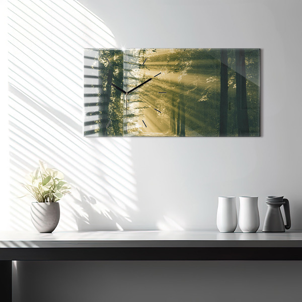 Horizontal wall clock Sun Rays Forest
