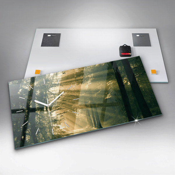 Horizontal wall clock Sun Rays Forest