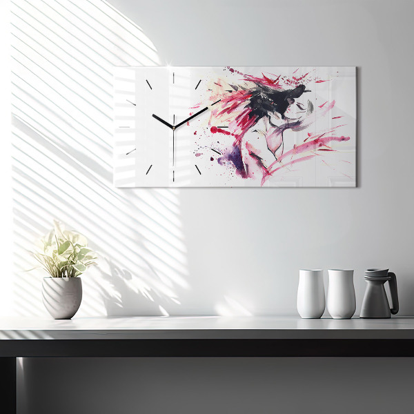 Horizontal wall clock Lovers abstraction