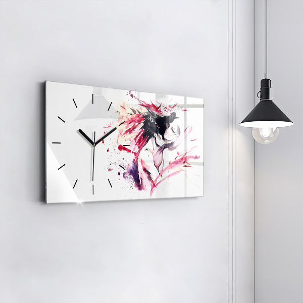 Horizontal wall clock Lovers abstraction