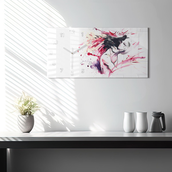 Horizontal wall clock Lovers abstraction