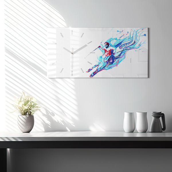Horizontal wall clock Skier