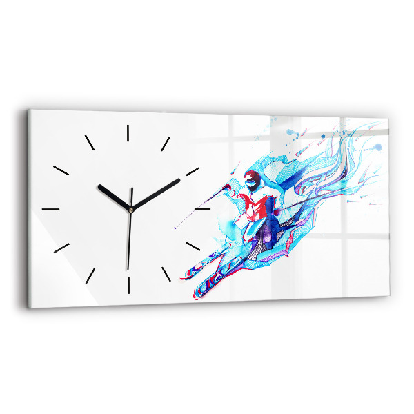 Horizontal wall clock Skier