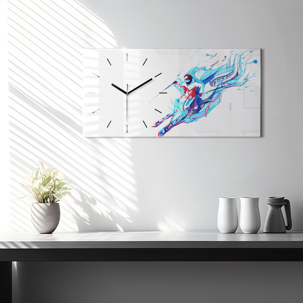 Horizontal wall clock Skier