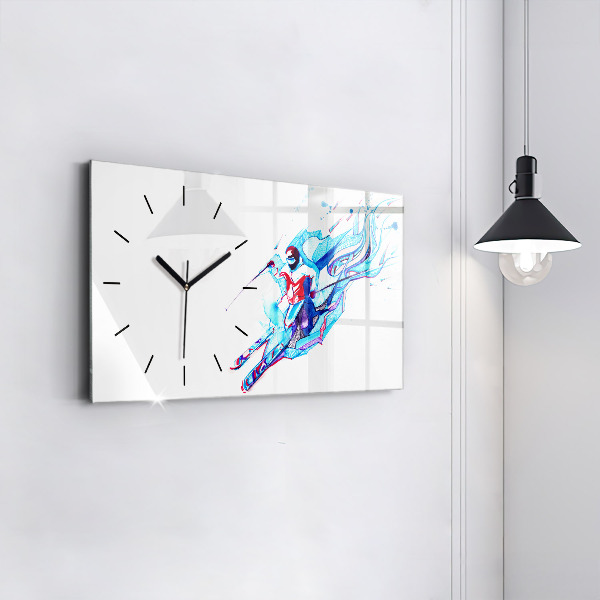 Horizontal wall clock Skier