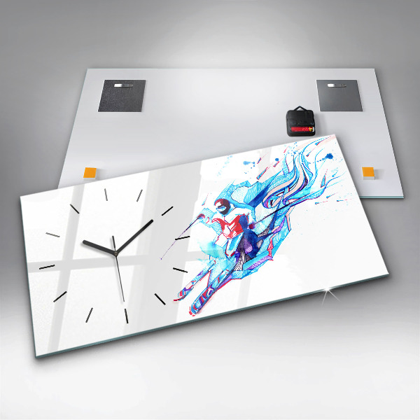 Horizontal wall clock Skier