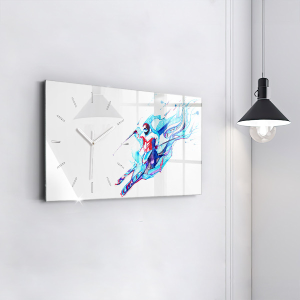Horizontal wall clock Skier