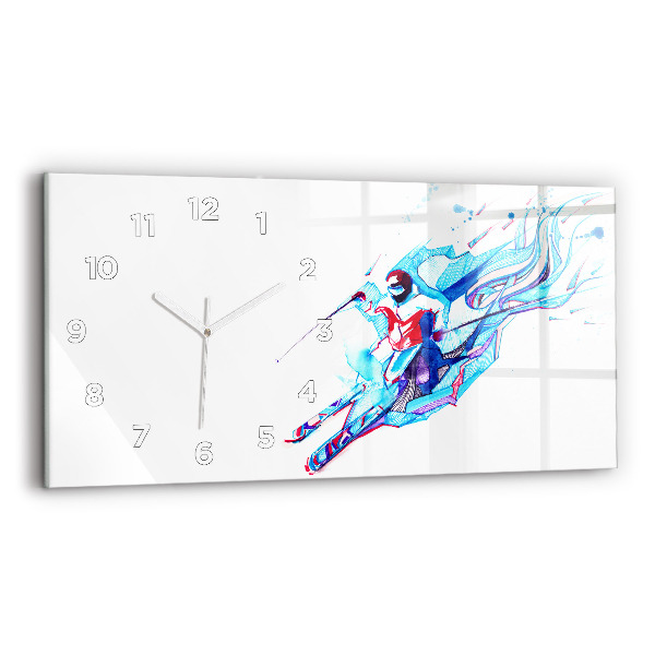 Horizontal wall clock Skier
