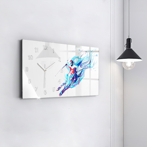 Horizontal wall clock Skier