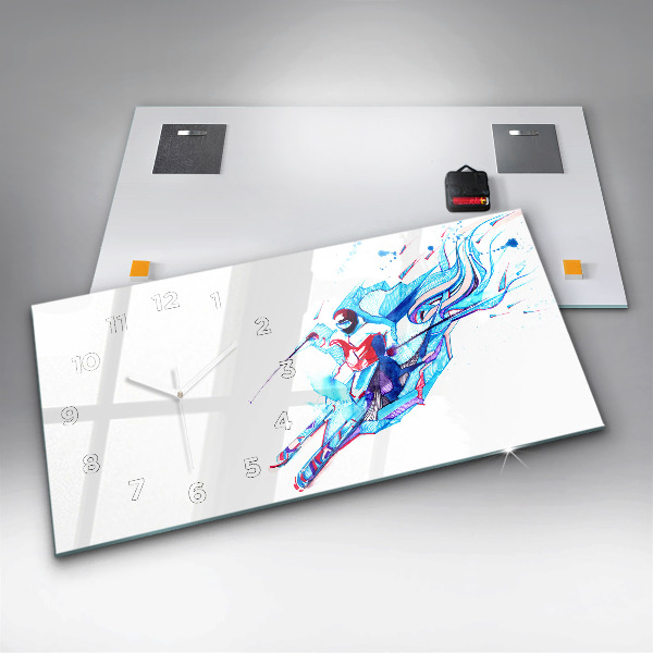Horizontal wall clock Skier