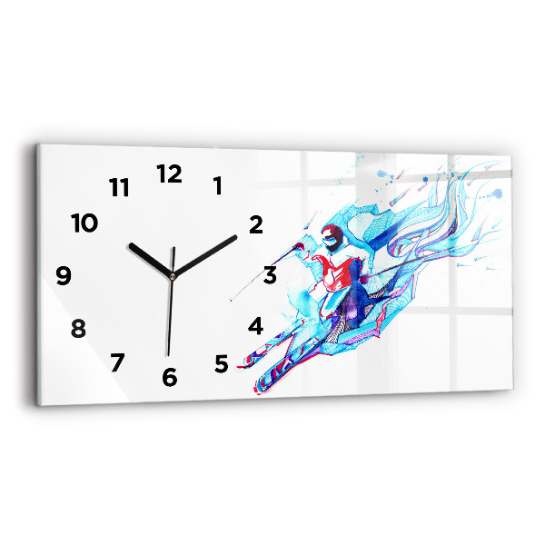 Horizontal wall clock Skier