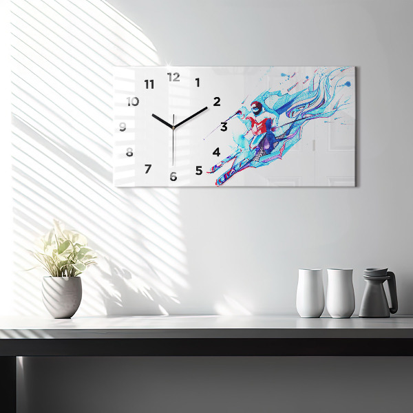 Horizontal wall clock Skier