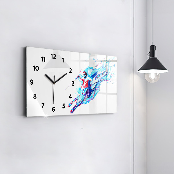 Horizontal wall clock Skier