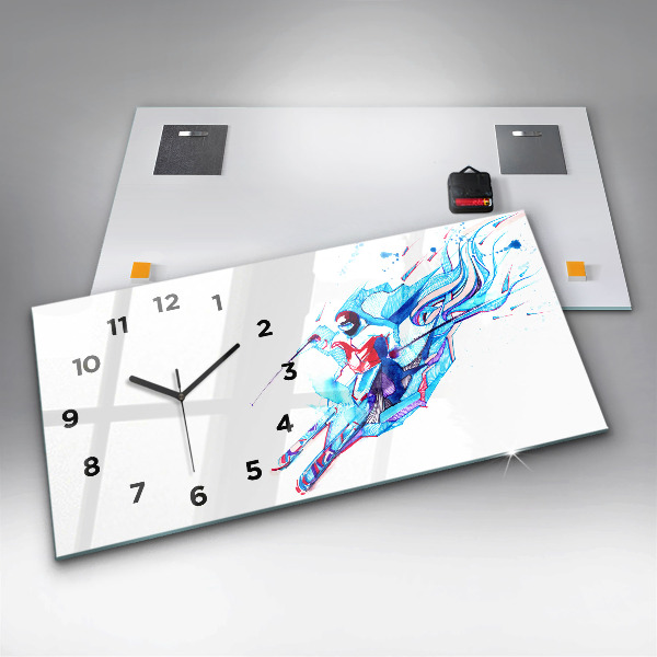 Horizontal wall clock Skier