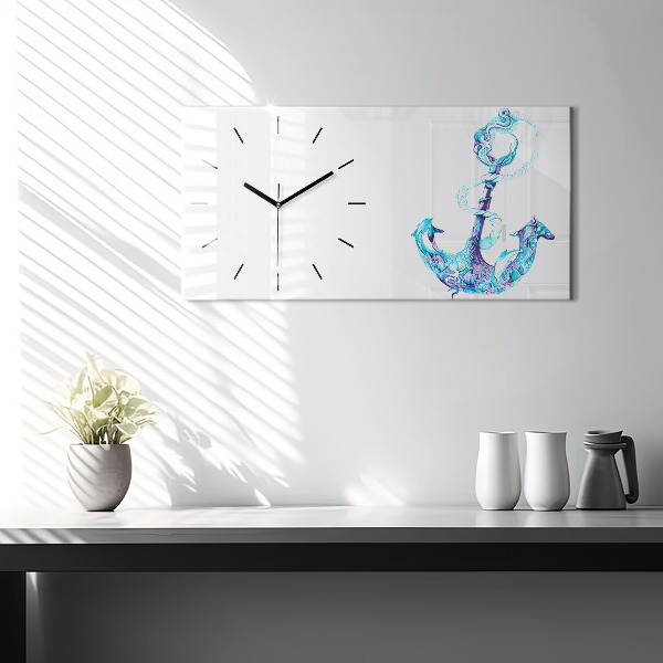 Horizontal wall clock Sea anchor
