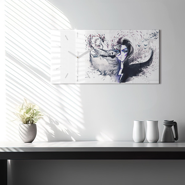 Horizontal wall clock Illustration of a Woman