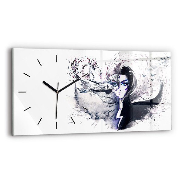 Horizontal wall clock Illustration of a Woman