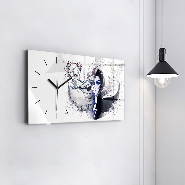 Horizontal wall clock Illustration of a Woman