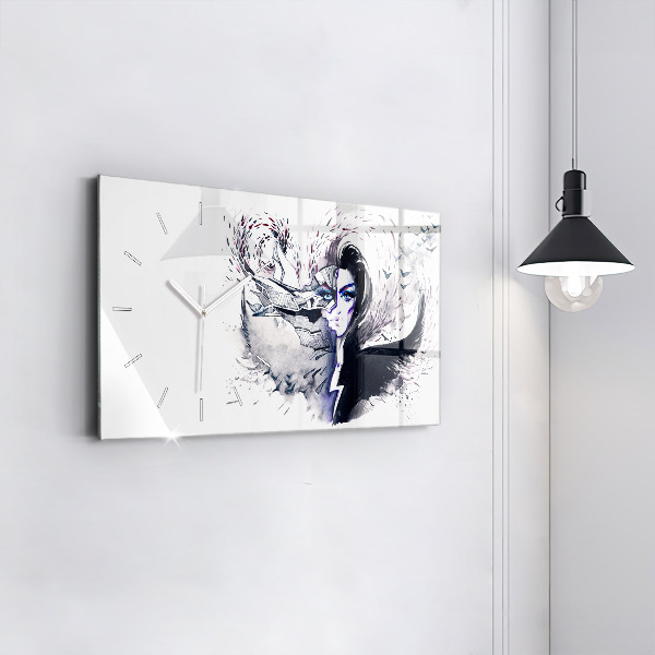 Horizontal wall clock Illustration of a Woman