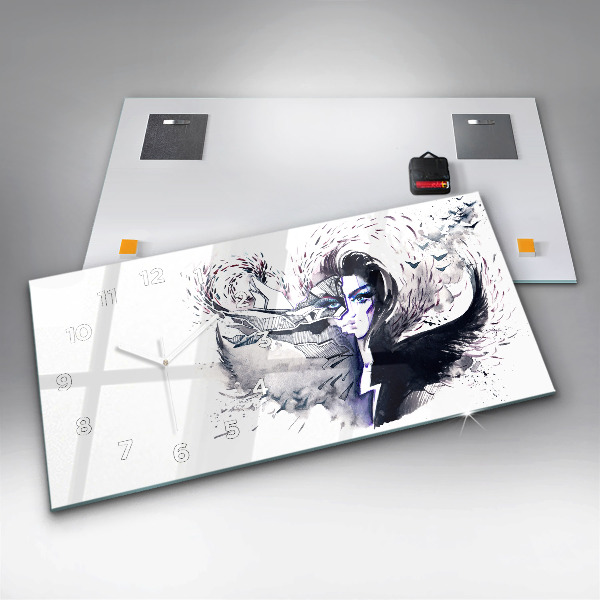Horizontal wall clock Illustration of a Woman