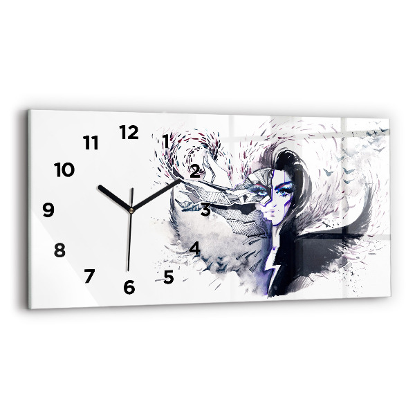 Horizontal wall clock Illustration of a Woman