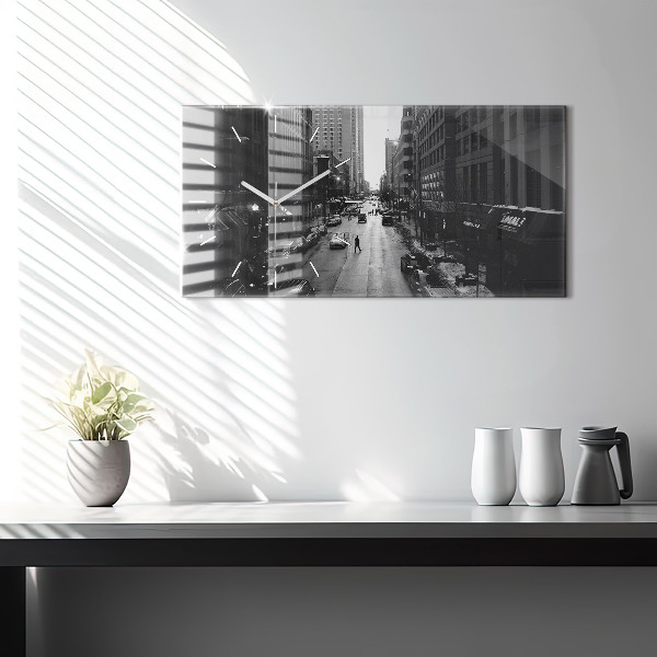 Horizontal wall clock Chicago City Streets