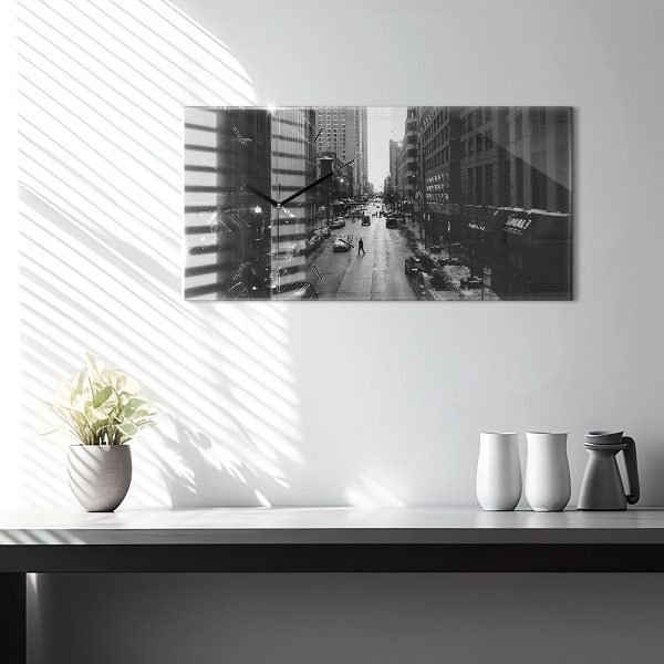 Horizontal wall clock Chicago City Streets