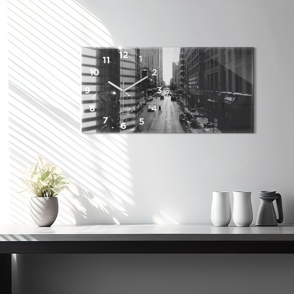 Horizontal wall clock Chicago City Streets