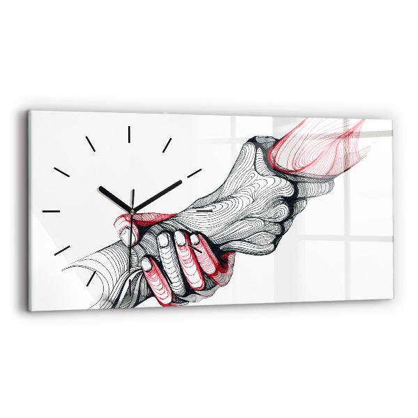 Horizontal wall clock Holding Hands