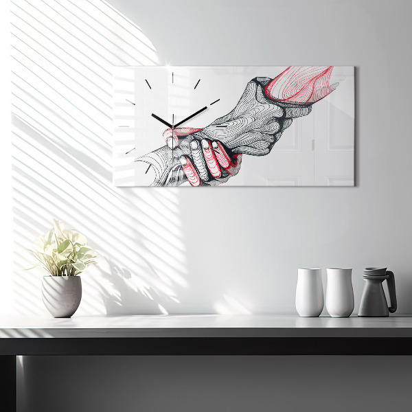 Horizontal wall clock Holding Hands