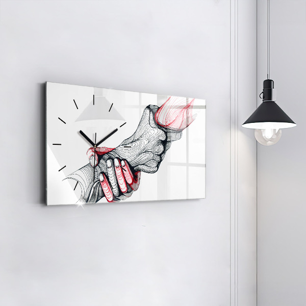 Horizontal wall clock Holding Hands