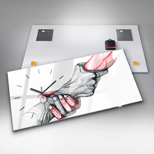 Horizontal wall clock Holding Hands