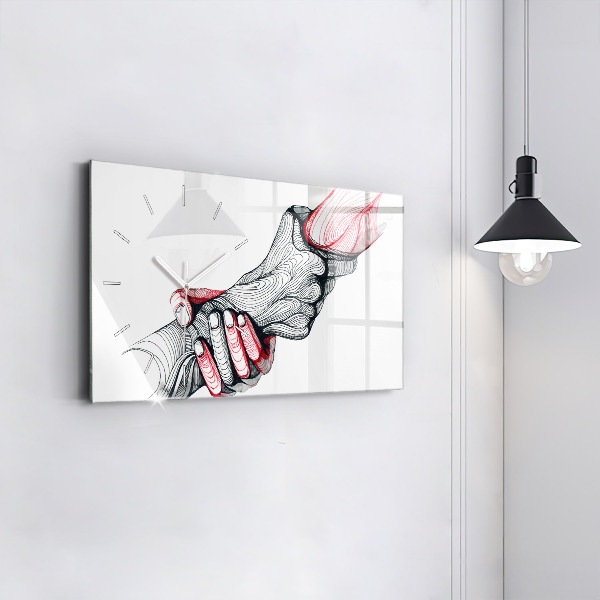 Horizontal wall clock Holding Hands