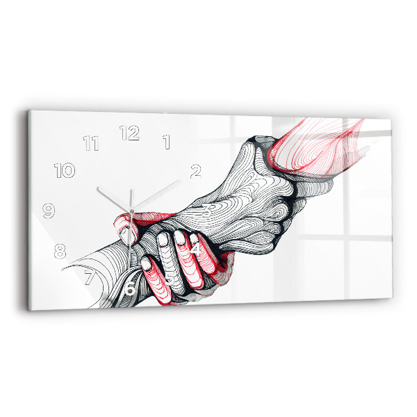 Horizontal wall clock Holding Hands