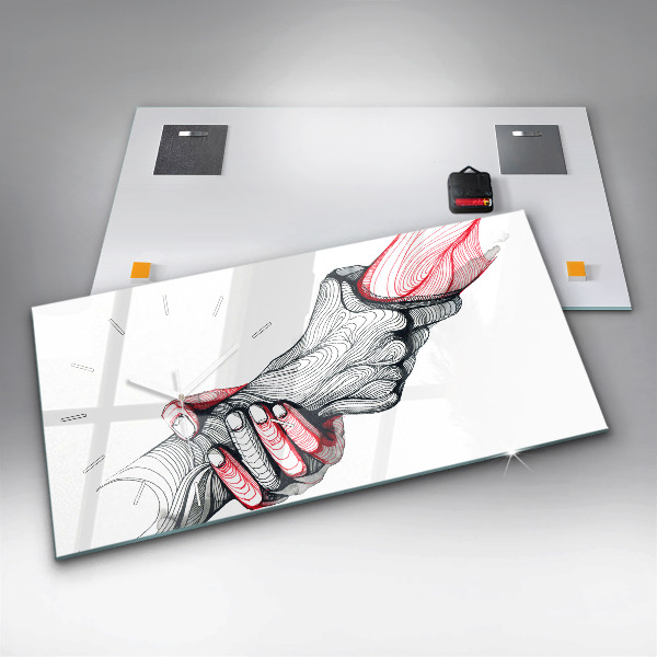 Horizontal wall clock Holding Hands