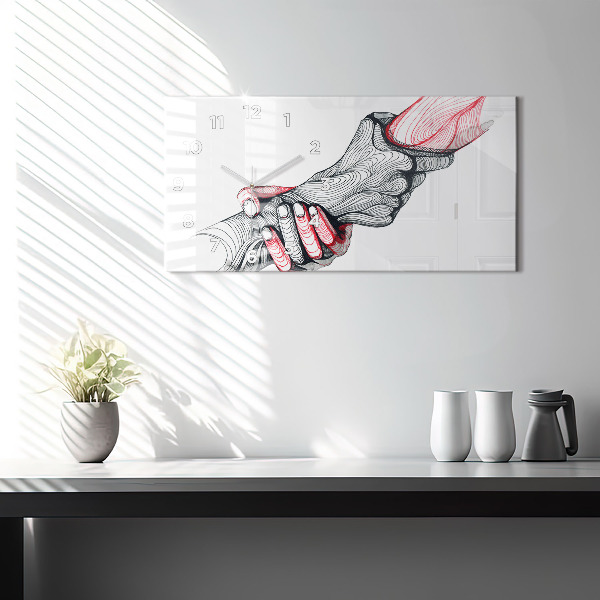 Horizontal wall clock Holding Hands