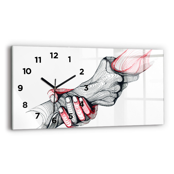 Horizontal wall clock Holding Hands