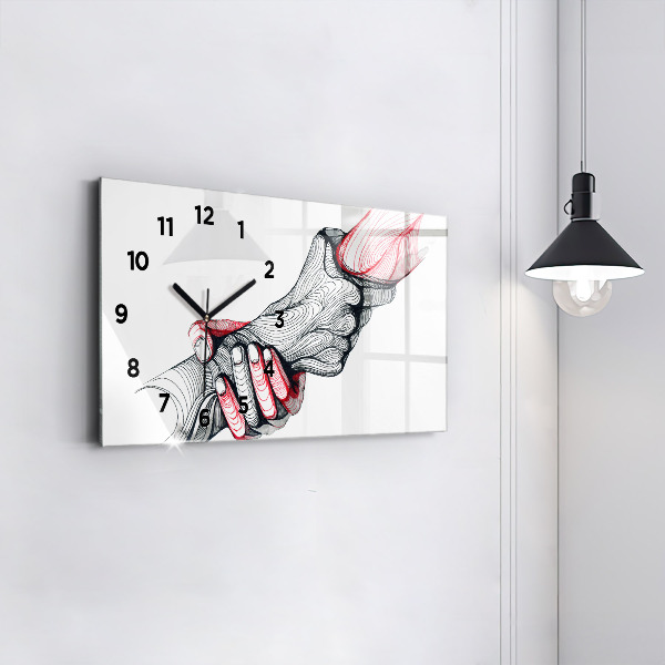 Horizontal wall clock Holding Hands